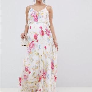 ASOS maternity pleated maxi dress, perfect for baby shower